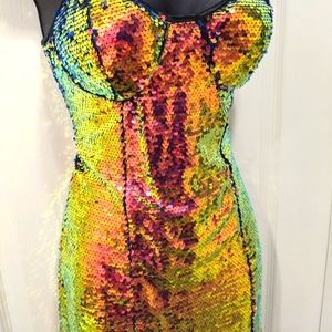Fashion Nova Rainbow Sequin Dress